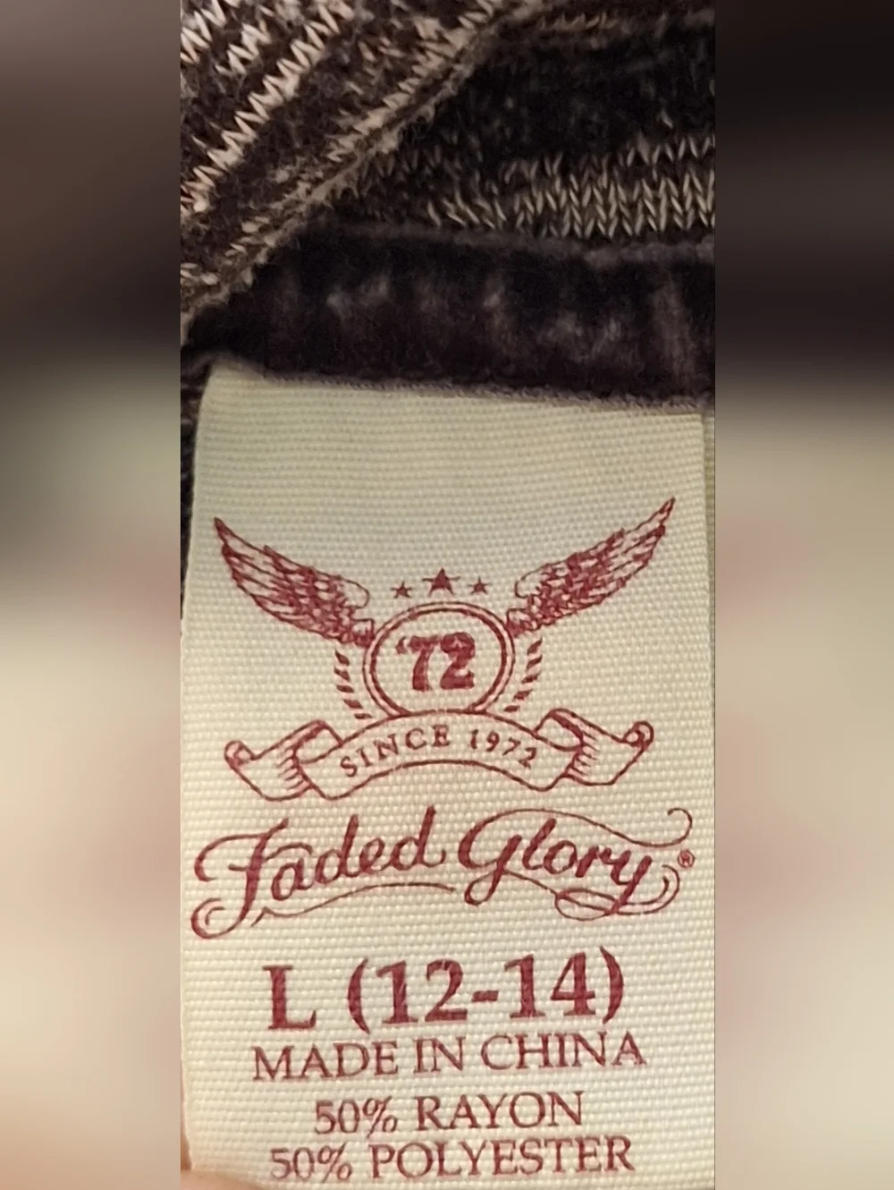 FADED GLORY Brown and Tan Space-Dye Cowl Neck Long Sleeve Top - Picture 5 of 5